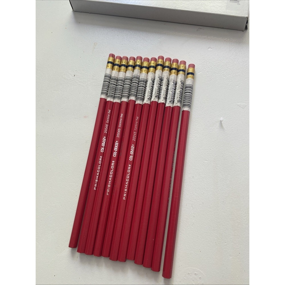 Box Of 12, Prismacolor Col-Erase 20045 Carmine Red Checking Pencils